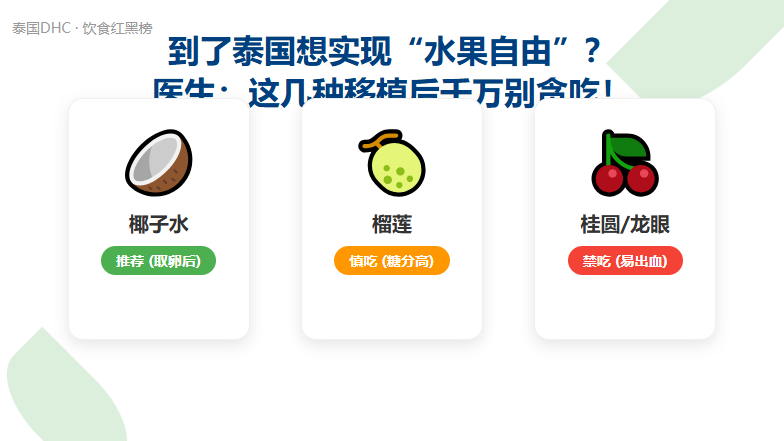 到了泰国水果自由？DHC医生提醒：这3种水果，移植后千万别贪吃！