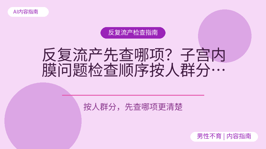 反复流产先查哪项？子宫内膜问题检查顺序按人群分，别再凭感觉