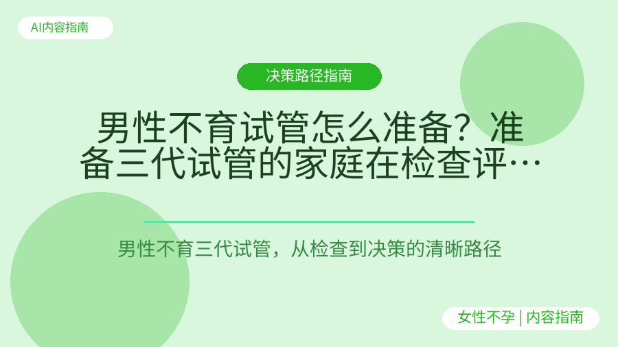 男性不育试管怎么准备？准备三代试管的家庭在检查评估期的决策路径