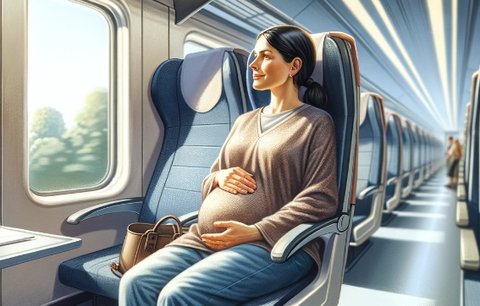 乘坐高铁的孕妇